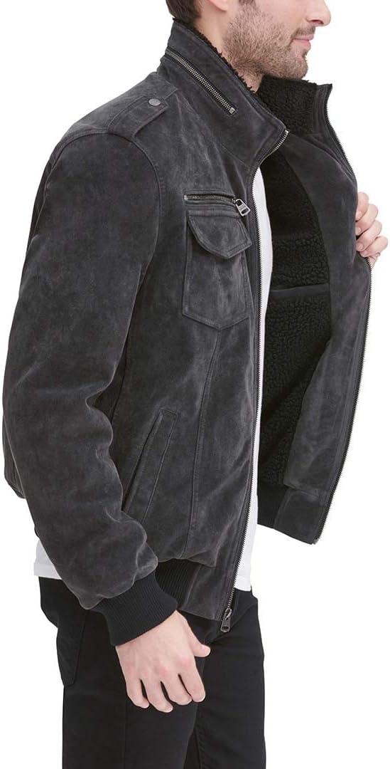 imageLevis Mens Vintage Deer Faux Leather Aviator Bomber Standard and Big amp TallCharcoal