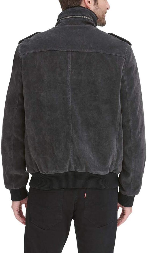 imageLevis Mens Vintage Deer Faux Leather Aviator Bomber Standard and Big amp TallCharcoal