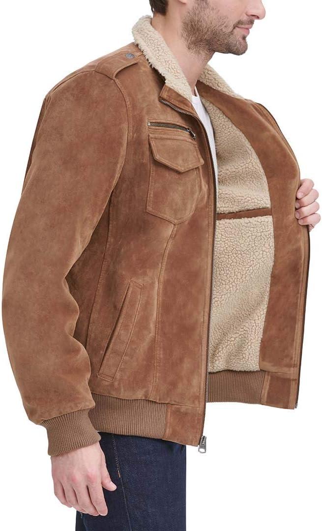 imageLevis Mens Vintage Deer Faux Leather Aviator Bomber Standard and Big amp TallCognac