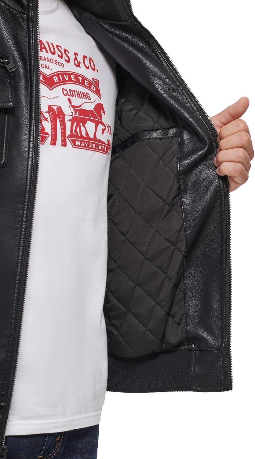 imageLevis Mens Vintage Deer Faux Leather Aviator Bomber Standard and Big amp TallDark Black