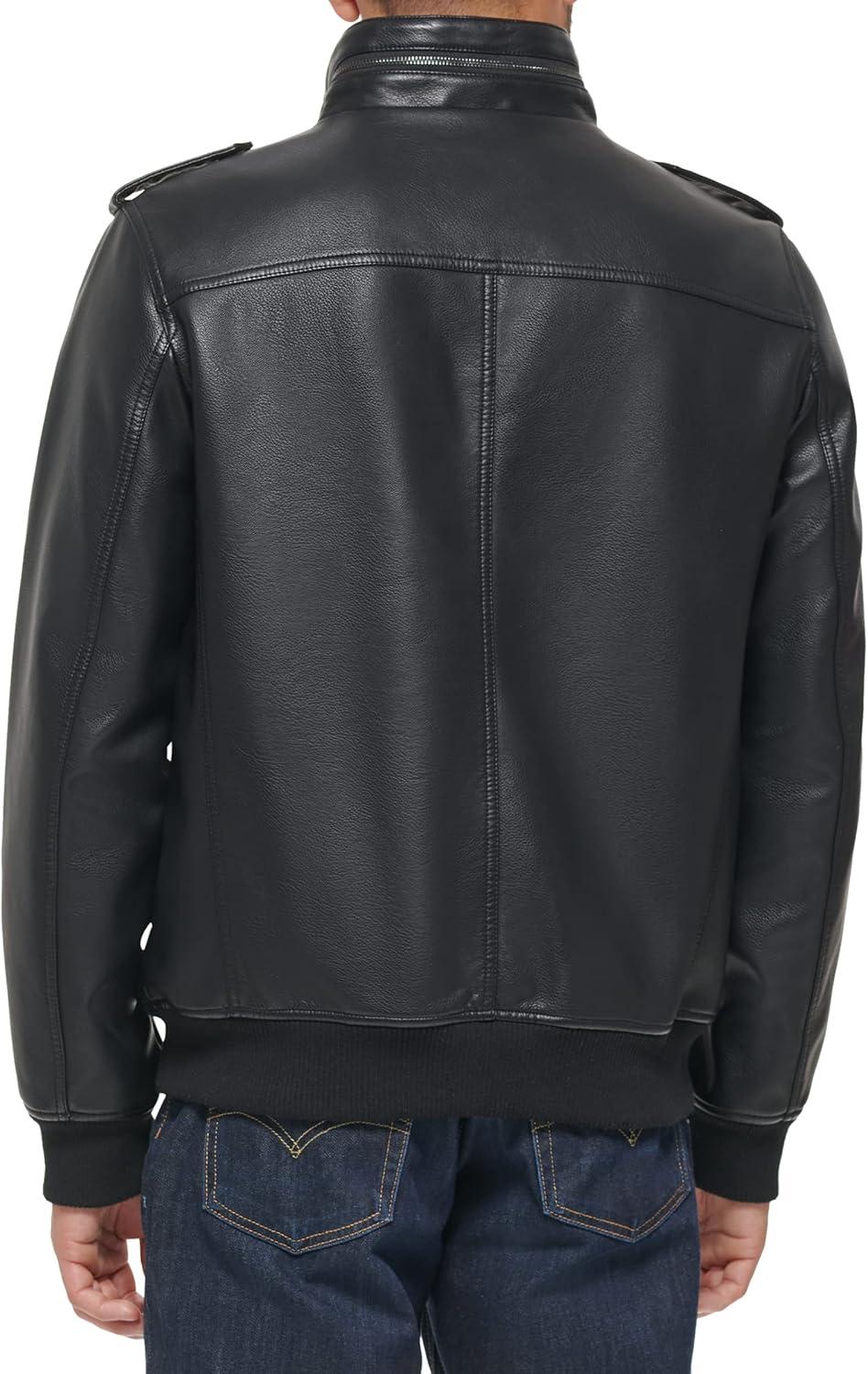 imageLevis Mens Vintage Deer Faux Leather Aviator Bomber Standard and Big amp TallDark Black