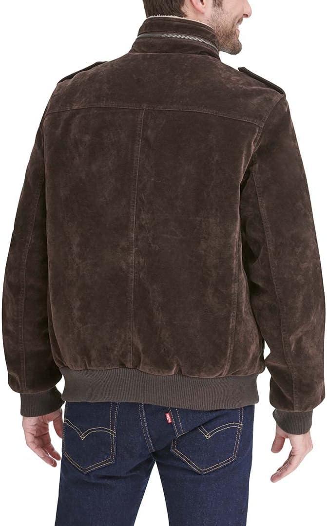 imageLevis Mens Vintage Deer Faux Leather Aviator Bomber Standard and Big amp TallDark Brown Faux Suede