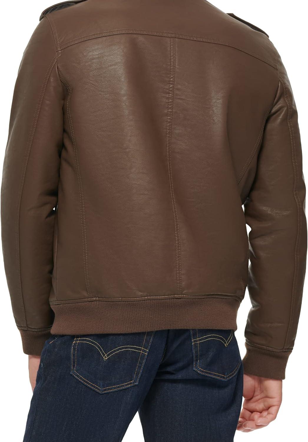 imageLevis Mens Vintage Deer Faux Leather Aviator Bomber Standard and Big amp TallDark Earth