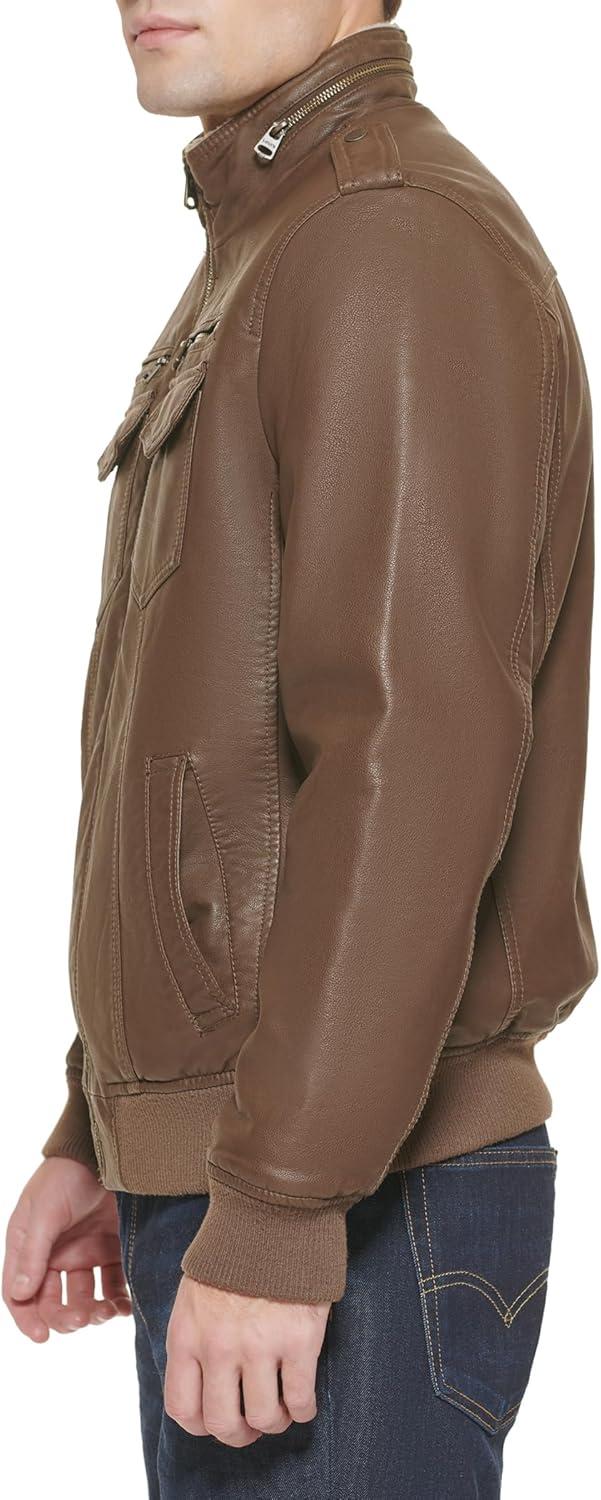 imageLevis Mens Vintage Deer Faux Leather Aviator Bomber Standard and Big amp TallEarthSherpa Lined