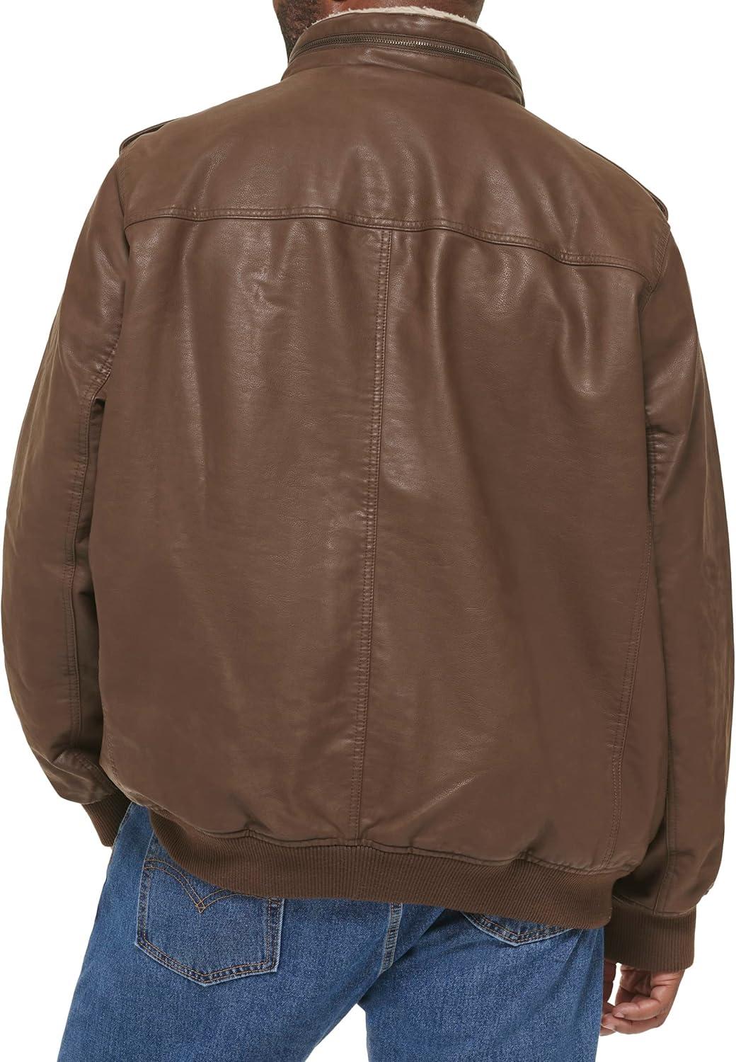 imageLevis Mens Vintage Deer Faux Leather Aviator Bomber Standard and Big amp TallEarthSherpa Lined