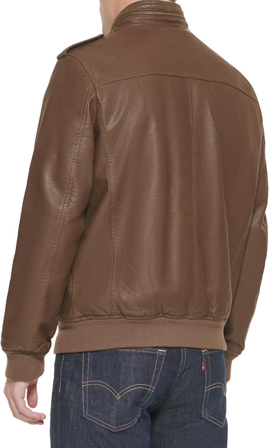 imageLevis Mens Vintage Deer Faux Leather Aviator Bomber Standard and Big amp TallEarthSherpa Lined