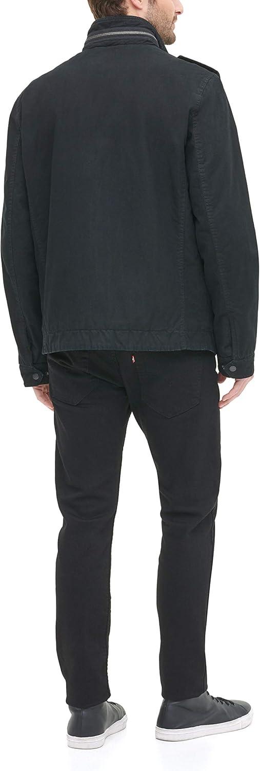 imageLevis Mens Washed Cotton Military Jacket Regular amp Big amp Tall SizesBlack Filled