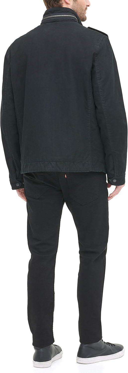imageLevis Mens Washed Cotton Military Jacket Regular amp Big amp Tall SizesBlack Unfilled