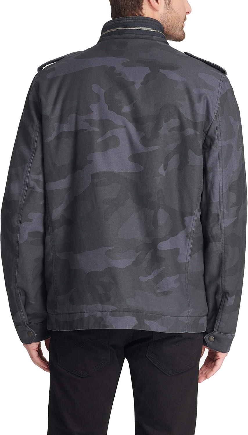 imageLevis Mens Washed Cotton Military Jacket Regular amp Big amp Tall SizesBlue Camo Filled