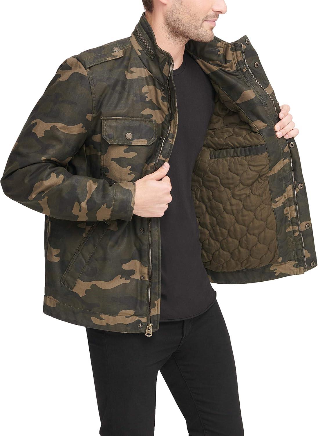 imageLevis Mens Washed Cotton Military Jacket Regular amp Big amp Tall SizesCamo Filled