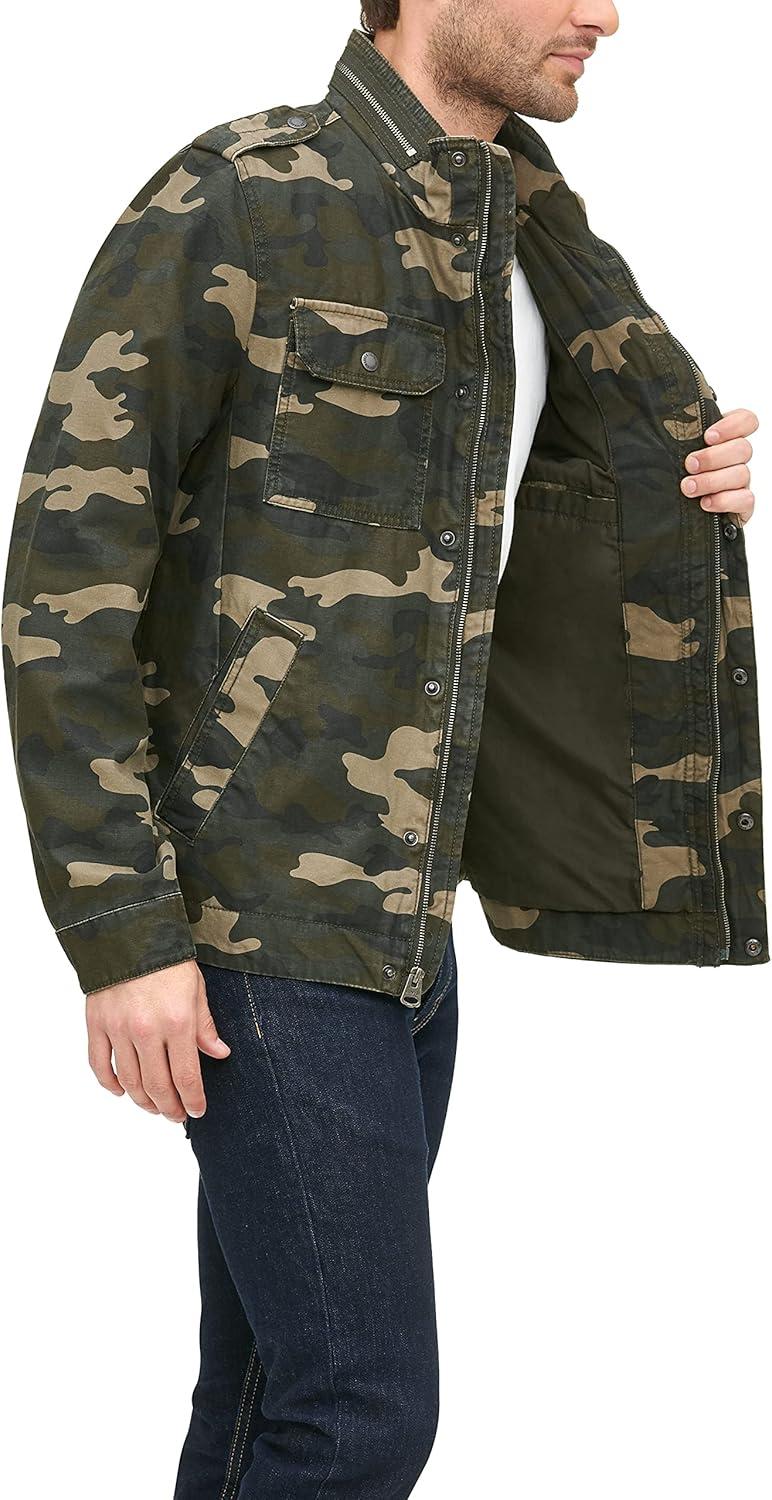 imageLevis Mens Washed Cotton Military Jacket Regular amp Big amp Tall SizesCamo Unfilled