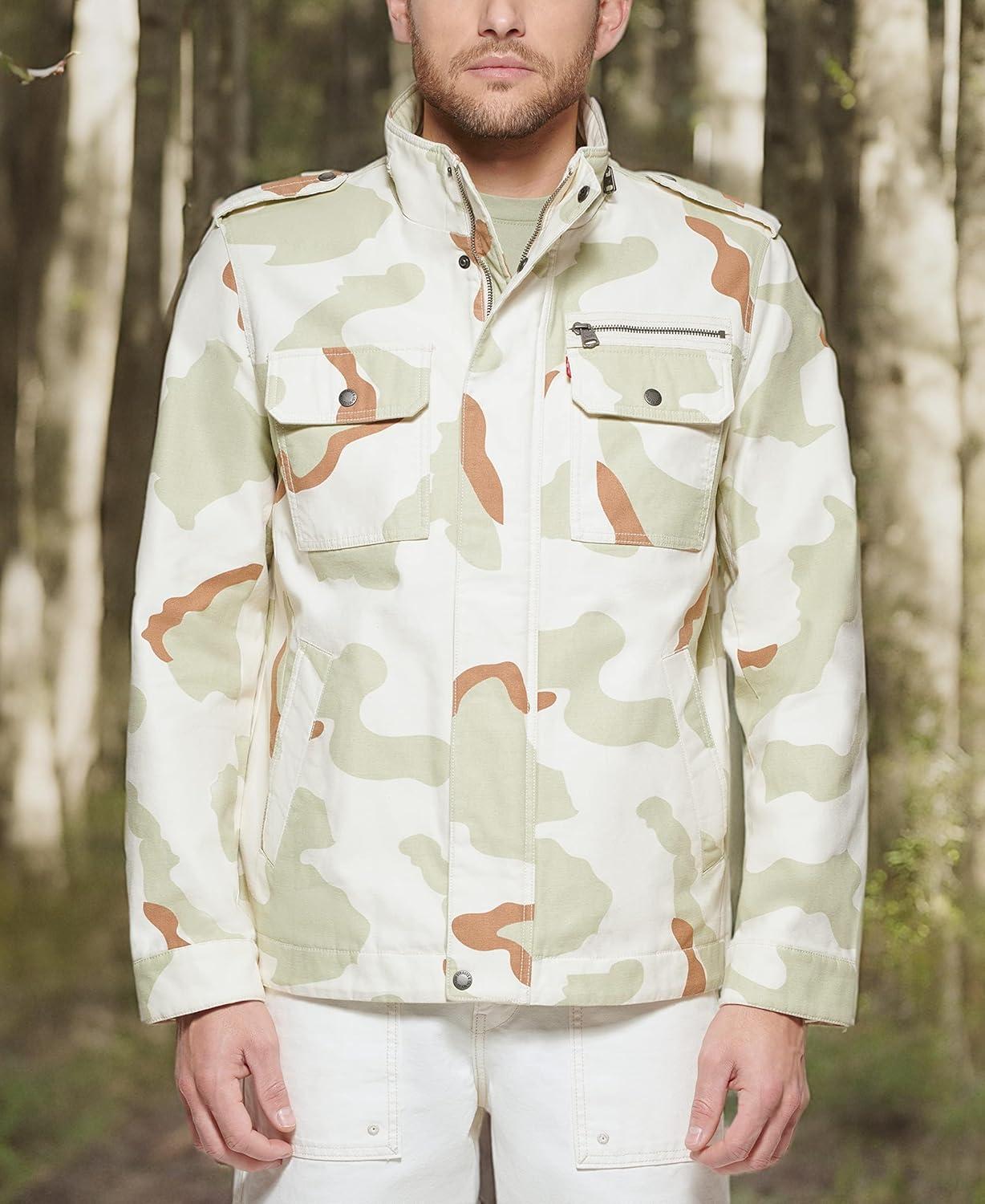 imageLevis Mens Washed Cotton Military Jacket Regular amp Big amp Tall SizesDesert Camo Unfilled