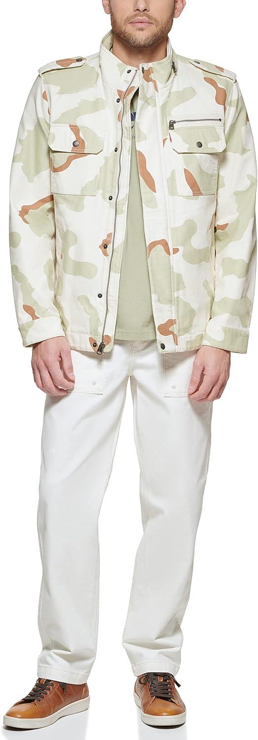 imageLevis Mens Washed Cotton Military Jacket Regular amp Big amp Tall SizesDesert Camo Unfilled