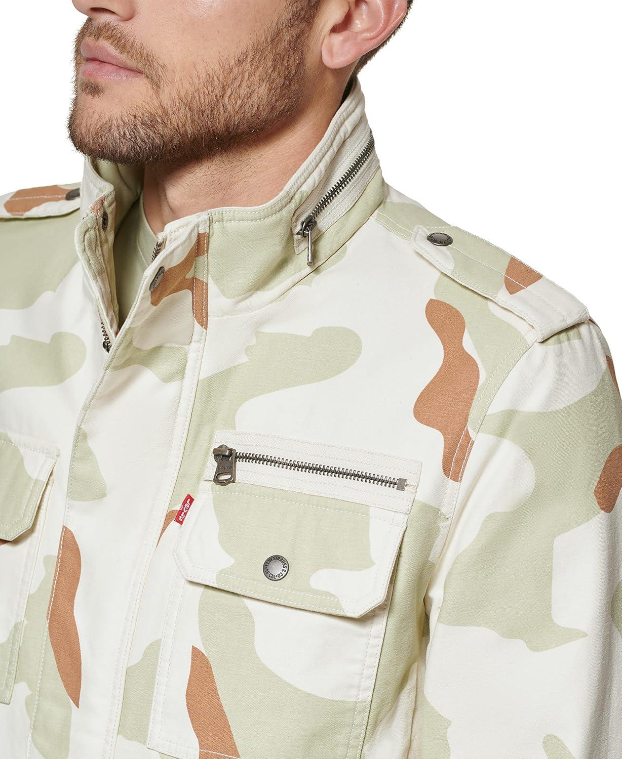 imageLevis Mens Washed Cotton Military Jacket Regular amp Big amp Tall SizesDesert Camo Unfilled