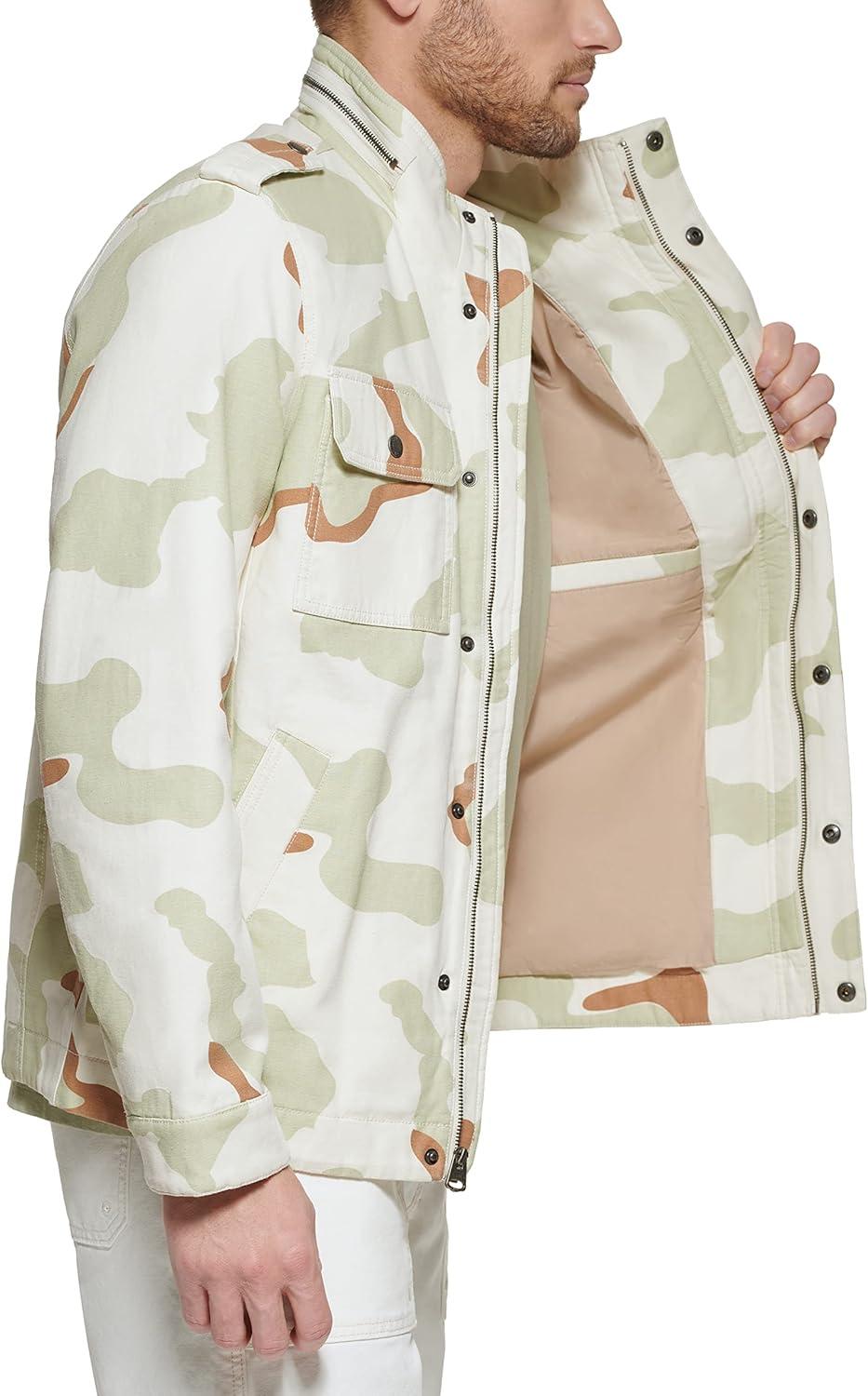 imageLevis Mens Washed Cotton Military Jacket Regular amp Big amp Tall SizesDesert Camo Unfilled