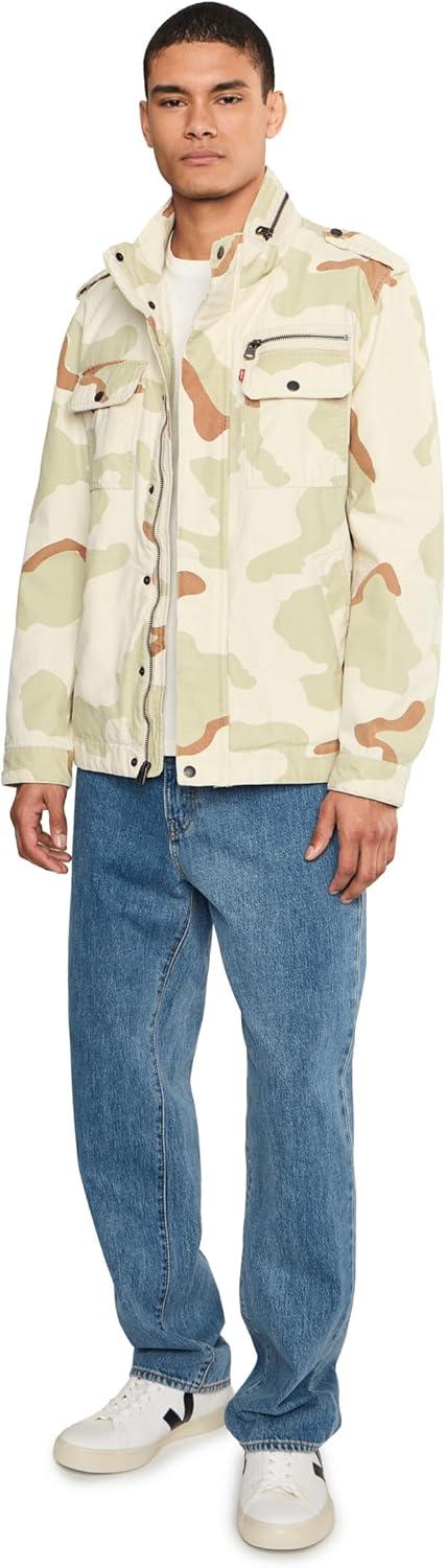 imageLevis Mens Washed Cotton Military Jacket Regular amp Big amp Tall SizesDesert Khaki