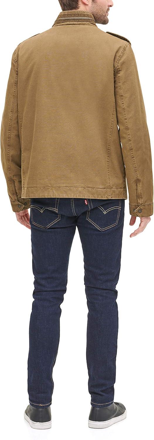 imageLevis Mens Washed Cotton Military Jacket Regular amp Big amp Tall SizesKhaki Filled