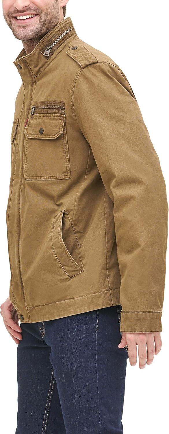 imageLevis Mens Washed Cotton Military Jacket Regular amp Big amp Tall SizesKhaki Filled