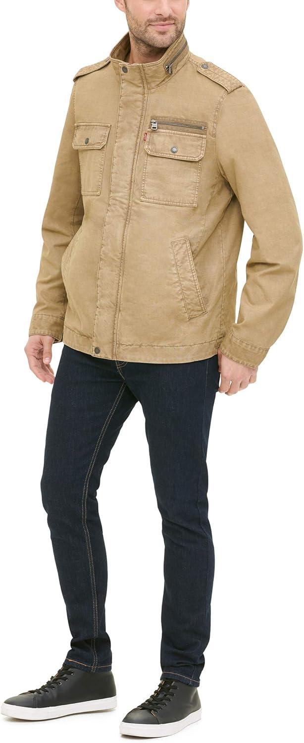 imageLevis Mens Washed Cotton Military Jacket Regular amp Big amp Tall SizesLight Khaki Unfilled