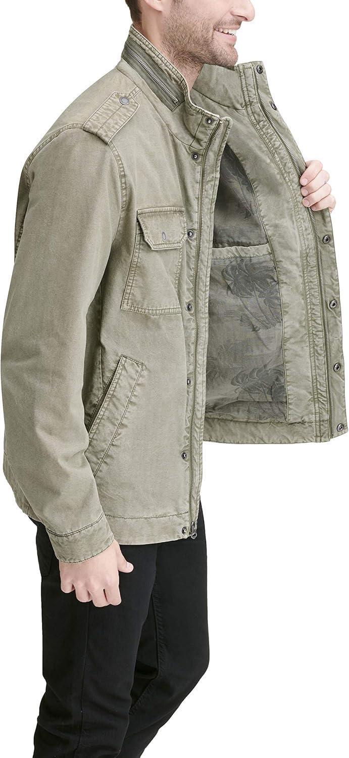 imageLevis Mens Washed Cotton Military Jacket Regular amp Big amp Tall SizesLight Olive Unfilled