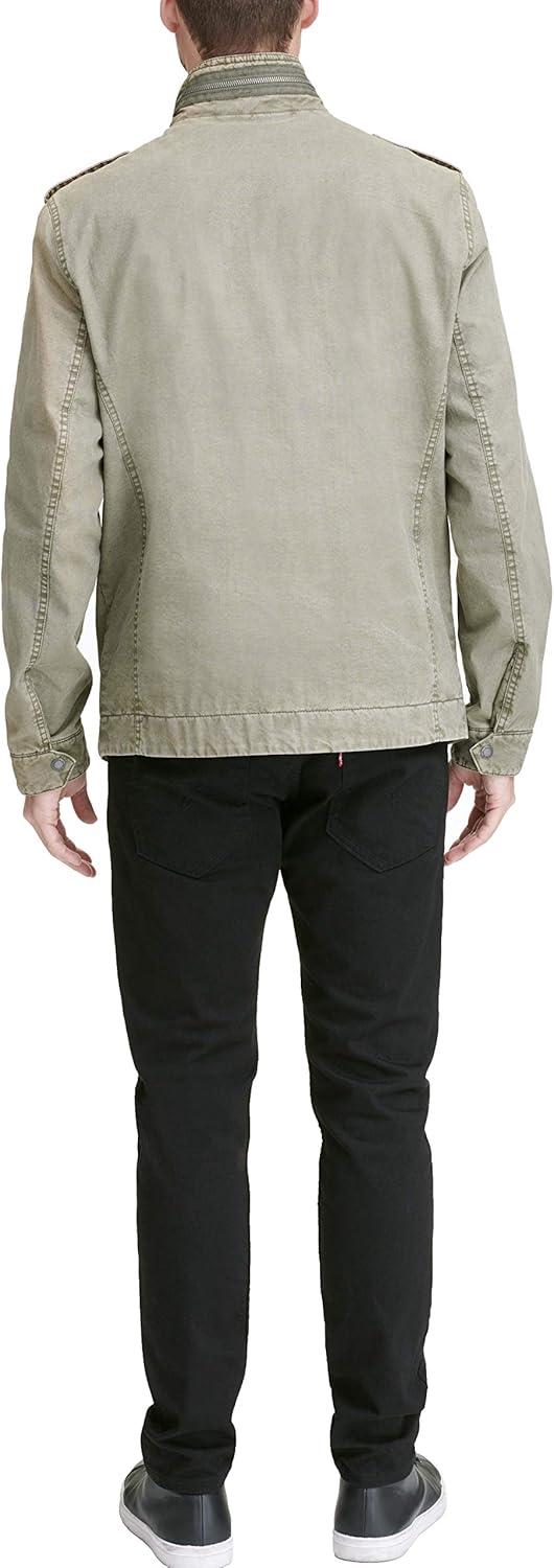 imageLevis Mens Washed Cotton Military Jacket Regular amp Big amp Tall SizesLight Olive Unfilled