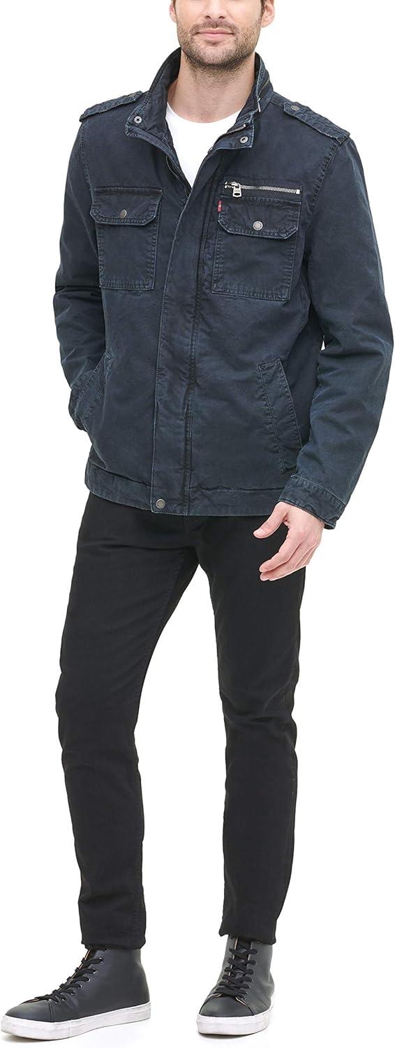 imageLevis Mens Washed Cotton Military Jacket Regular amp Big amp Tall SizesNavy Filled