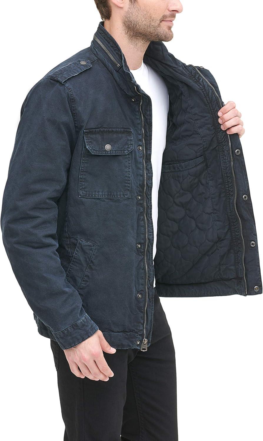 imageLevis Mens Washed Cotton Military Jacket Regular amp Big amp Tall SizesNavy Filled