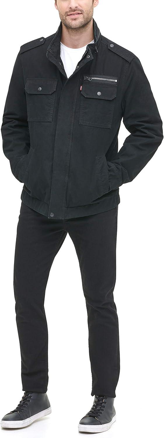 imageLevis Mens Washed Cotton Military Jacket Regular amp Big amp Tall SizesNavy Unfilled