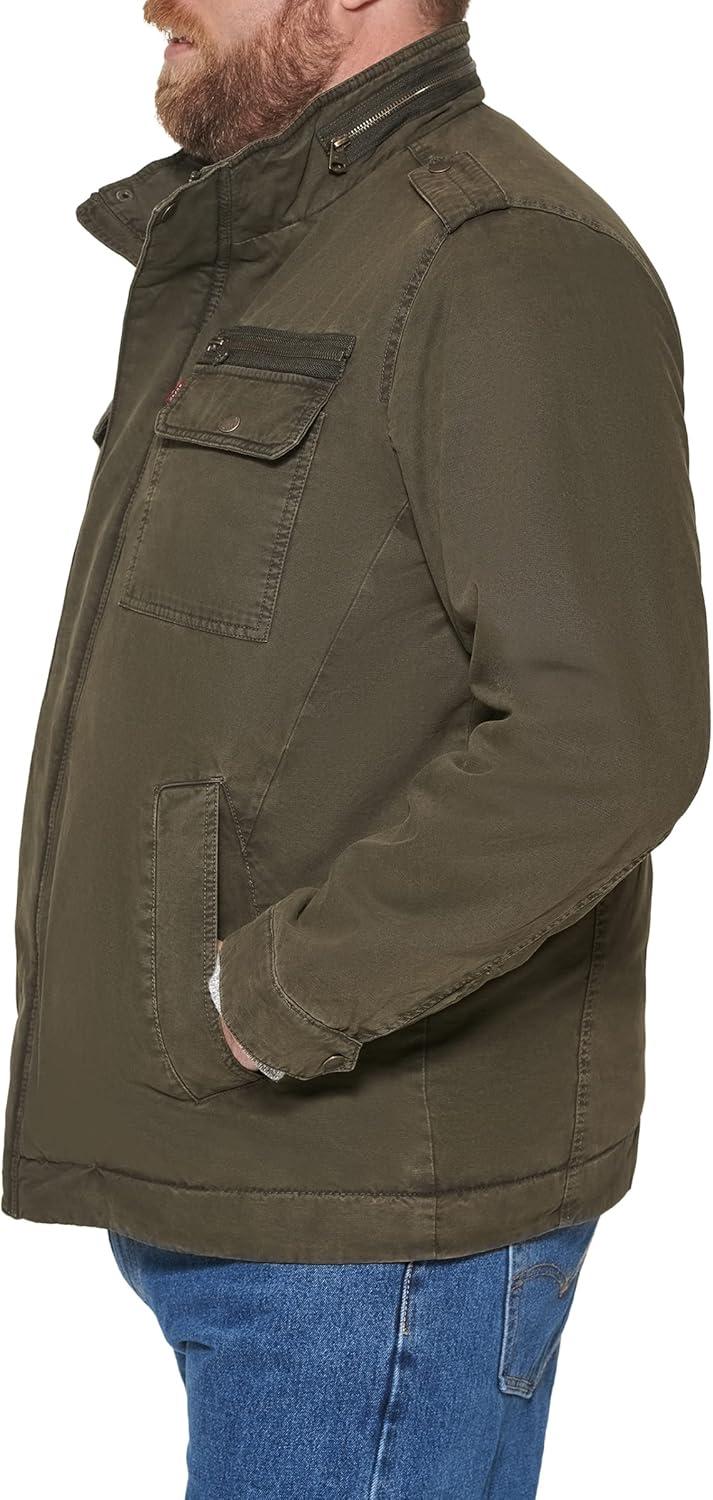 imageLevis Mens Washed Cotton Military Jacket Regular amp Big amp Tall SizesOlive Filled