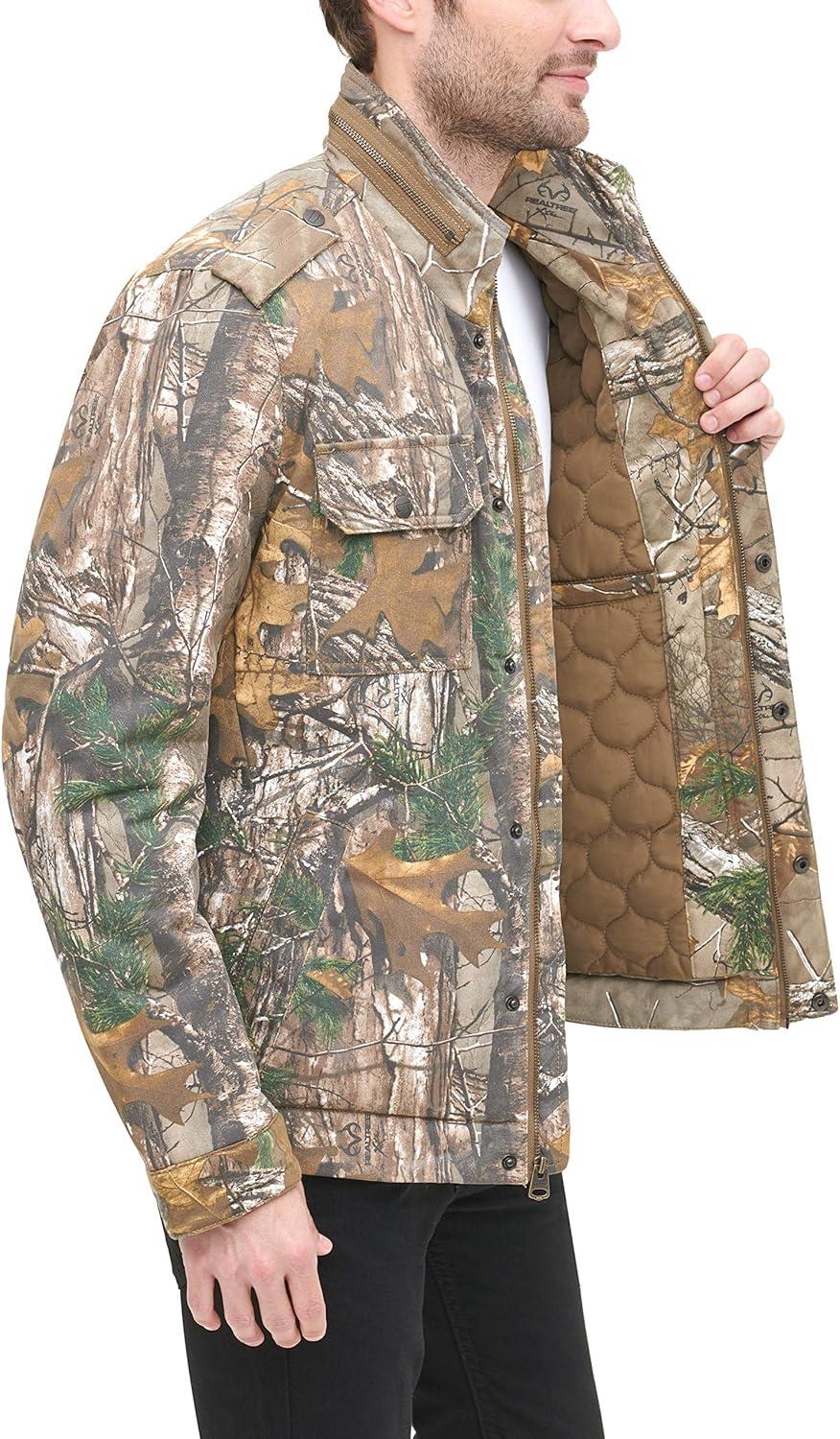 imageLevis Mens Washed Cotton Military Jacket Regular amp Big amp Tall SizesReal Tree Filled