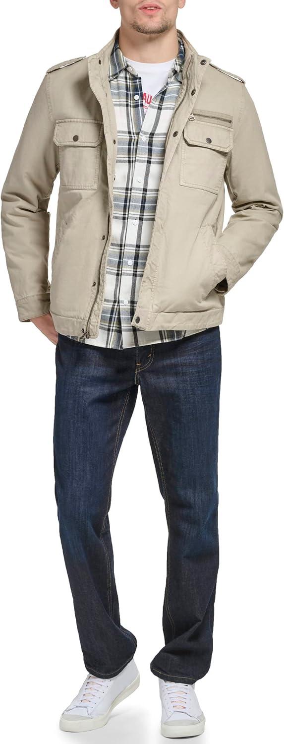 imageLevis Mens Washed Cotton Military Jacket Regular amp Big amp Tall SizesStone Filled