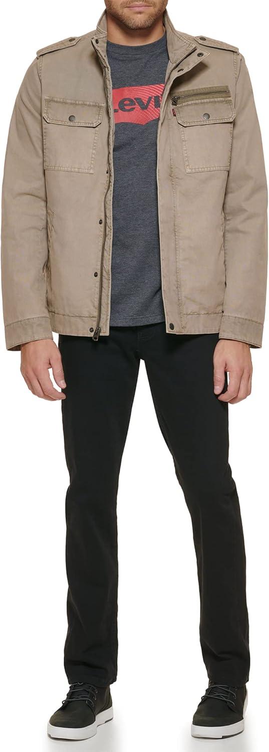 imageLevis Mens Washed Cotton Military Jacket Regular amp Big amp Tall SizesStone Unfilled