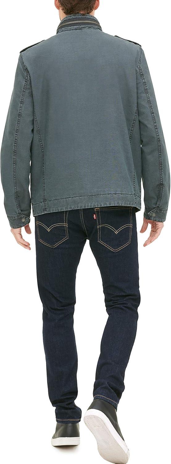 imageLevis Mens Washed Cotton Military Jacket Regular amp Big amp Tall SizesWashed Indigo Unfilled