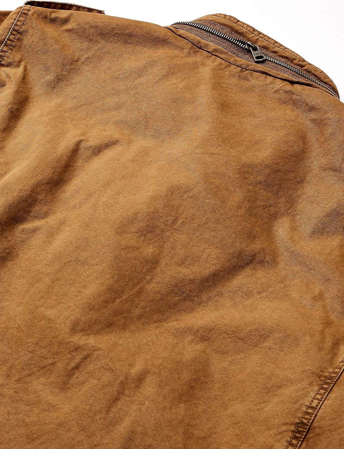 imageLevis Mens Washed Cotton Military Jacket Regular amp Big amp Tall SizesWorker Brown Filled