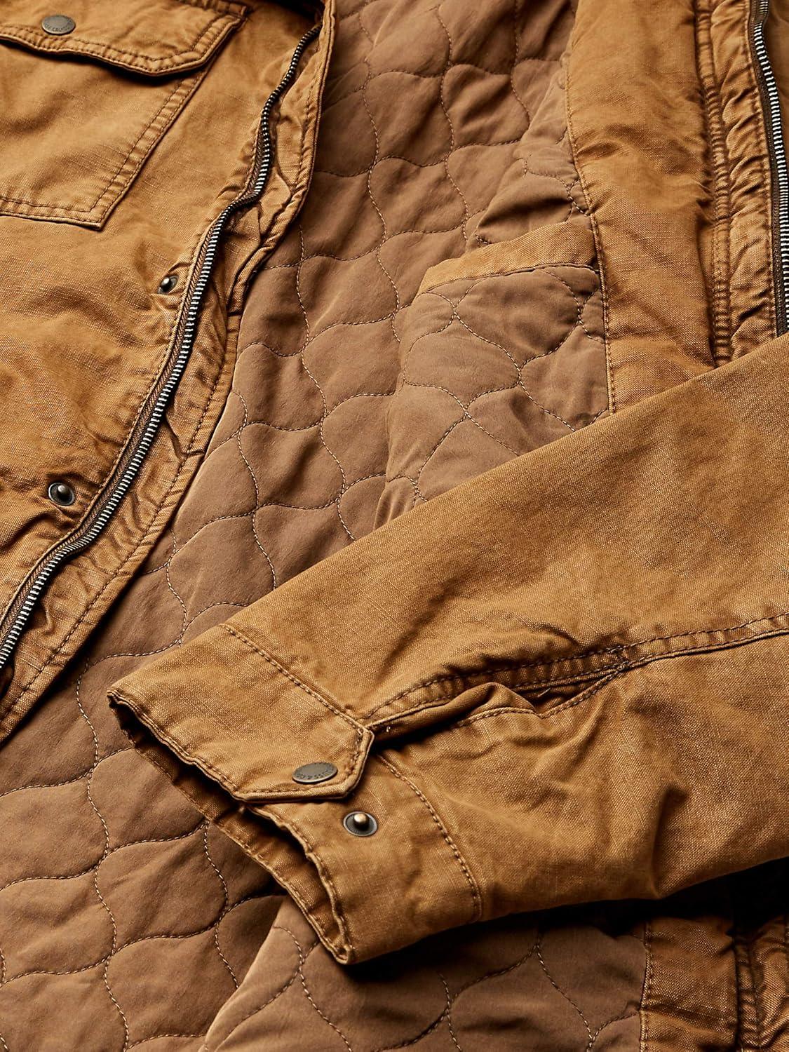 imageLevis Mens Washed Cotton Military Jacket Regular amp Big amp Tall SizesWorker Brown Filled