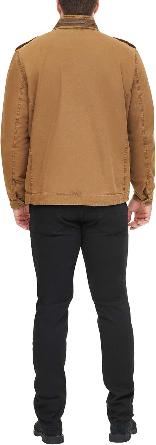 imageLevis Mens Washed Cotton Military Jacket Regular amp Big amp Tall SizesWorker Brown Filled