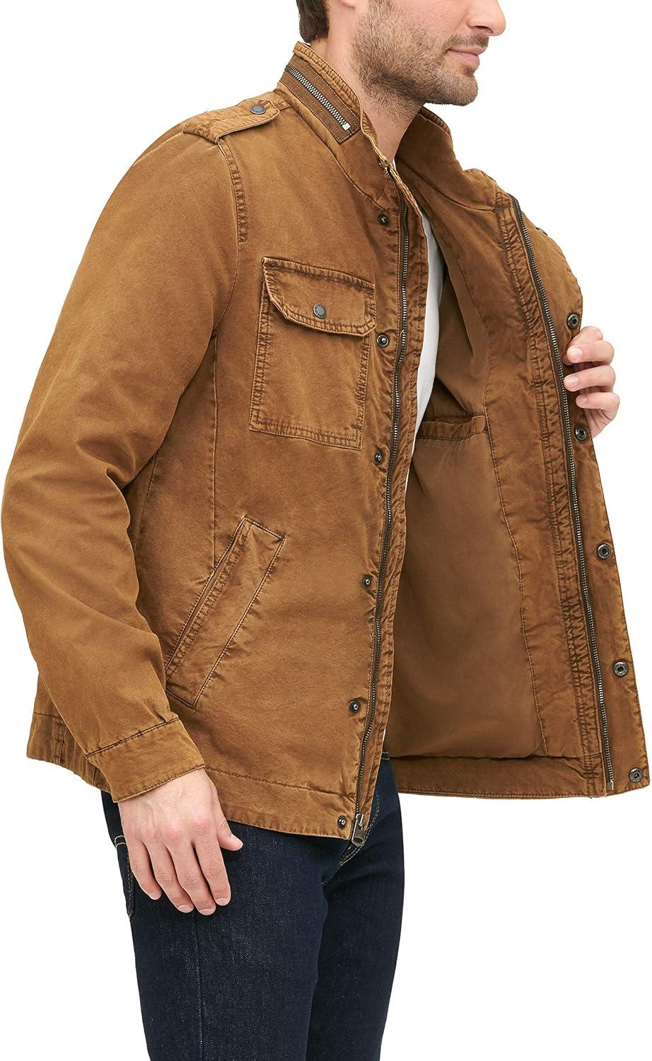 imageLevis Mens Washed Cotton Military Jacket Regular amp Big amp Tall SizesWorker Brown Unfilled