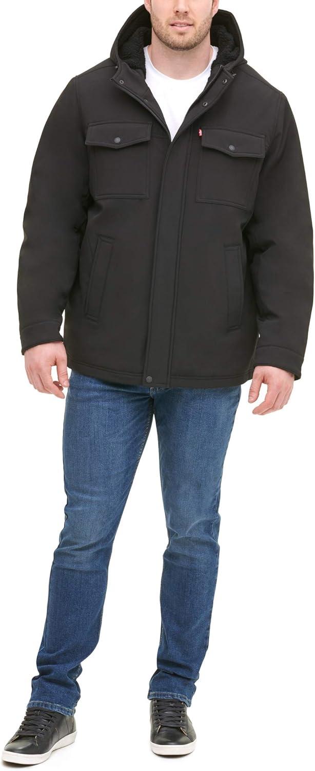 imageLevis Mens Wool Blend Hooded Military JacketBlack