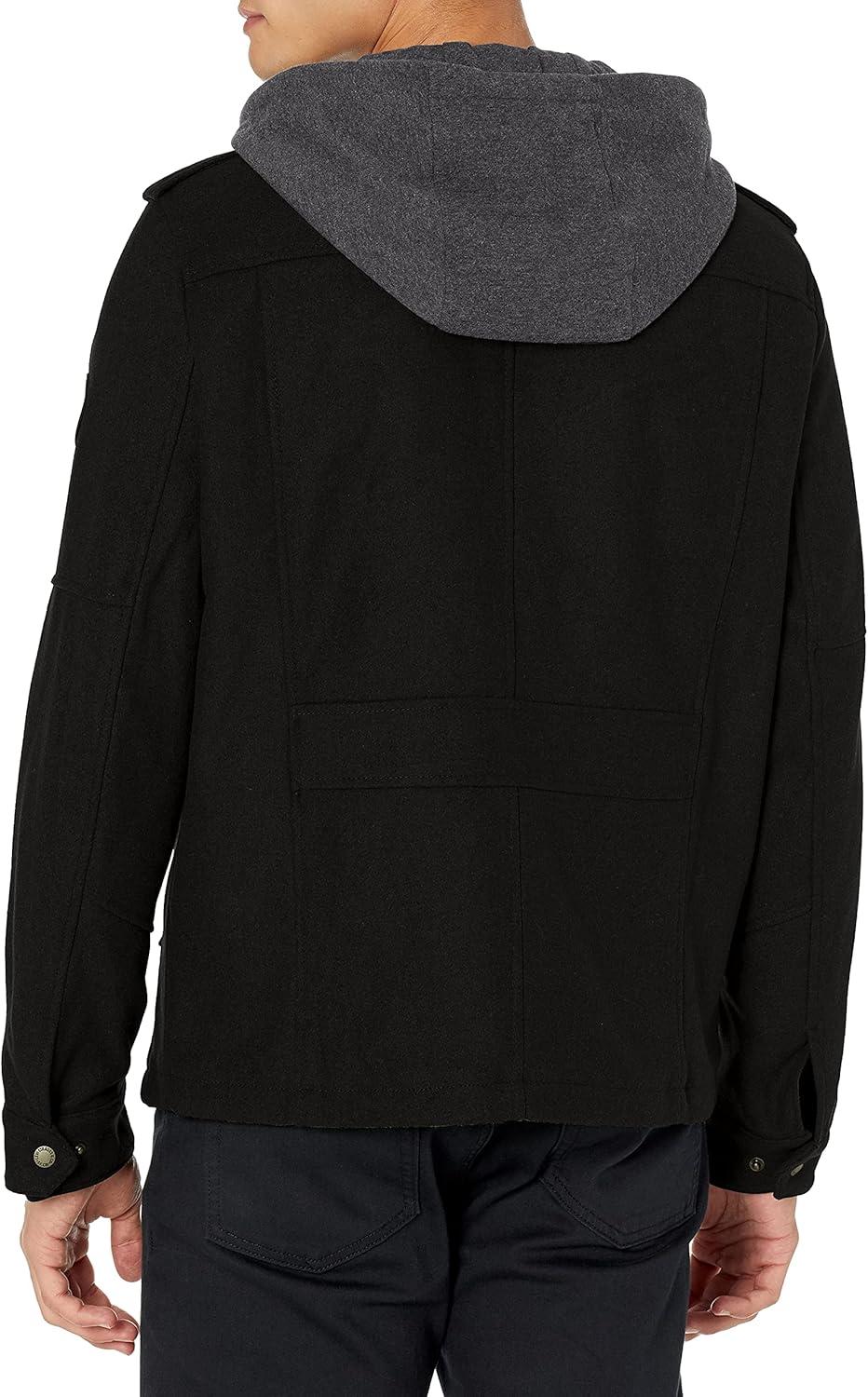 imageLevis Mens Wool Blend Hooded Military JacketBlack