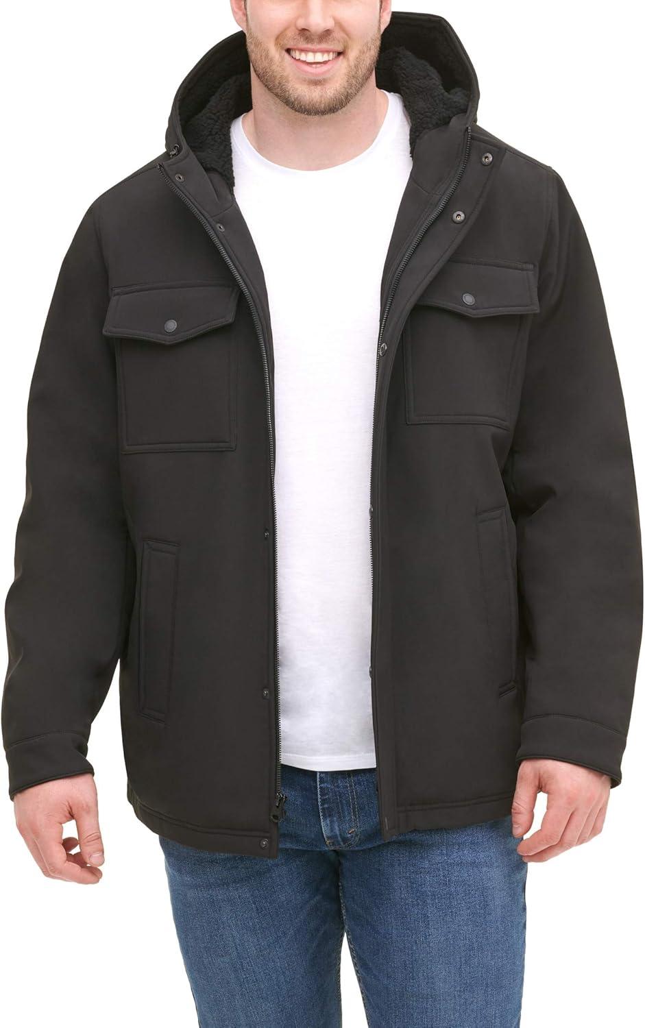 imageLevis Mens Wool Blend Hooded Military JacketBlack