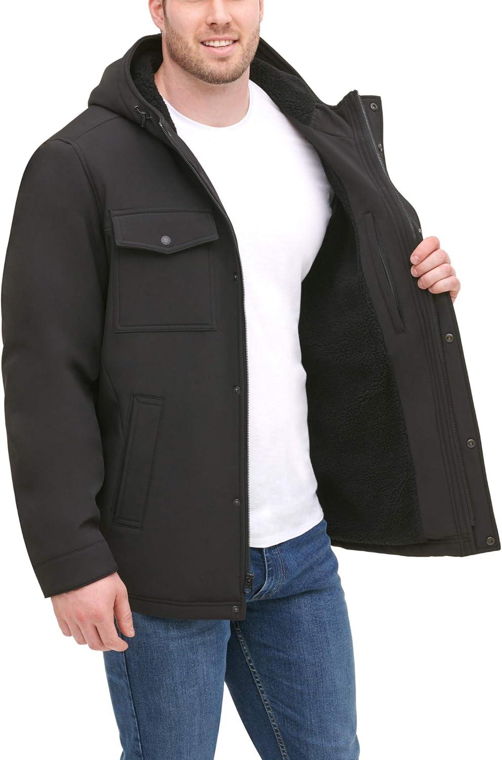 imageLevis Mens Wool Blend Hooded Military JacketBlack