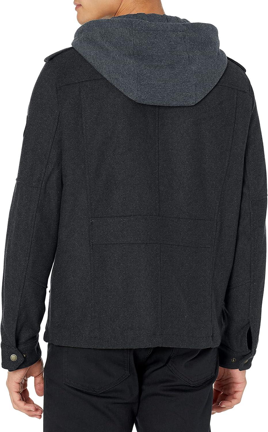 imageLevis Mens Wool Blend Hooded Military JacketCharcoal