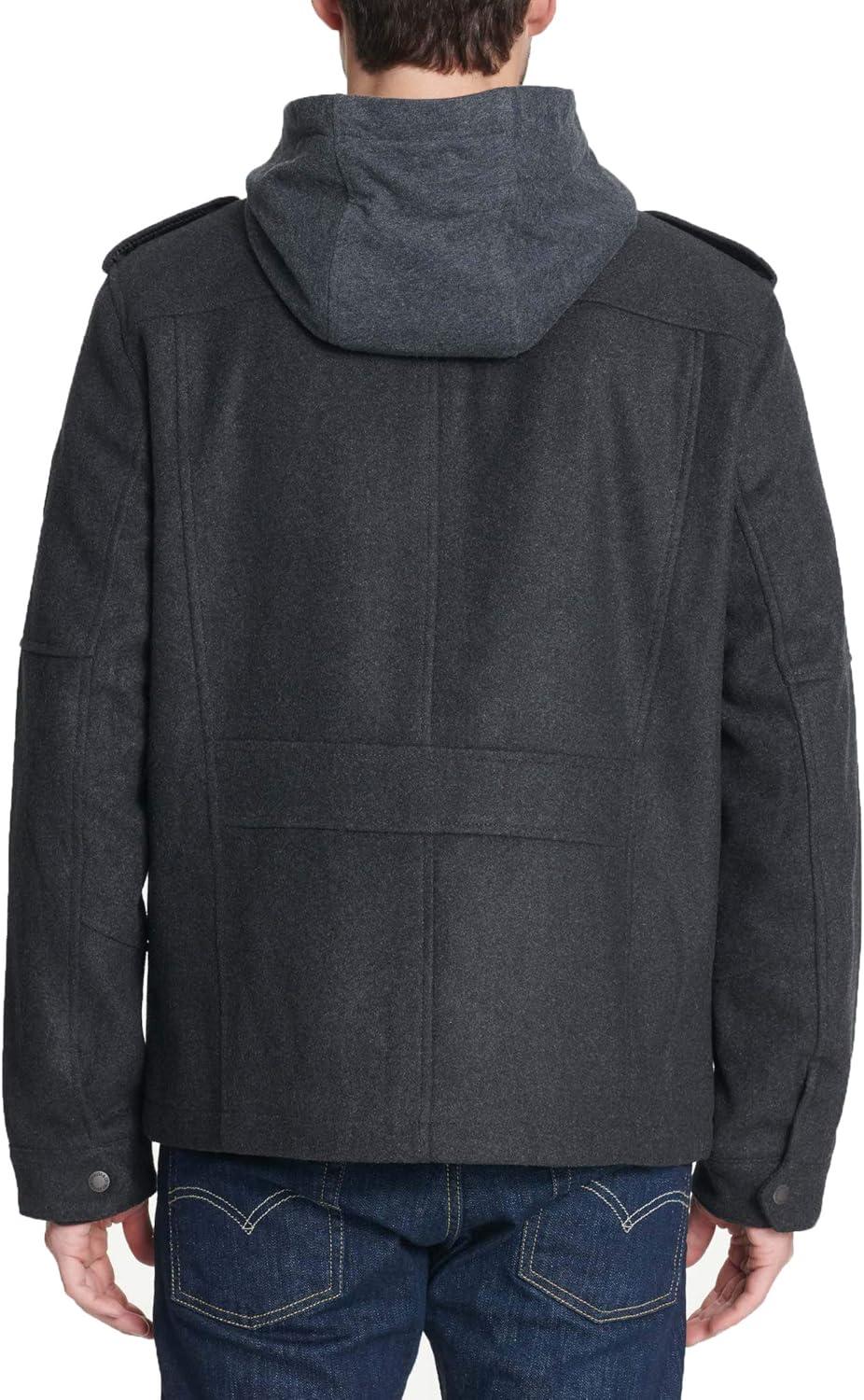 imageLevis Mens Wool Blend Hooded Military JacketCharcoal