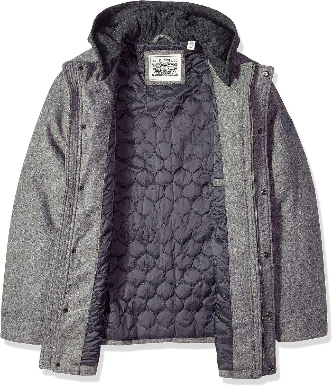 imageLevis Mens Wool Blend Hooded Military JacketLight Grey