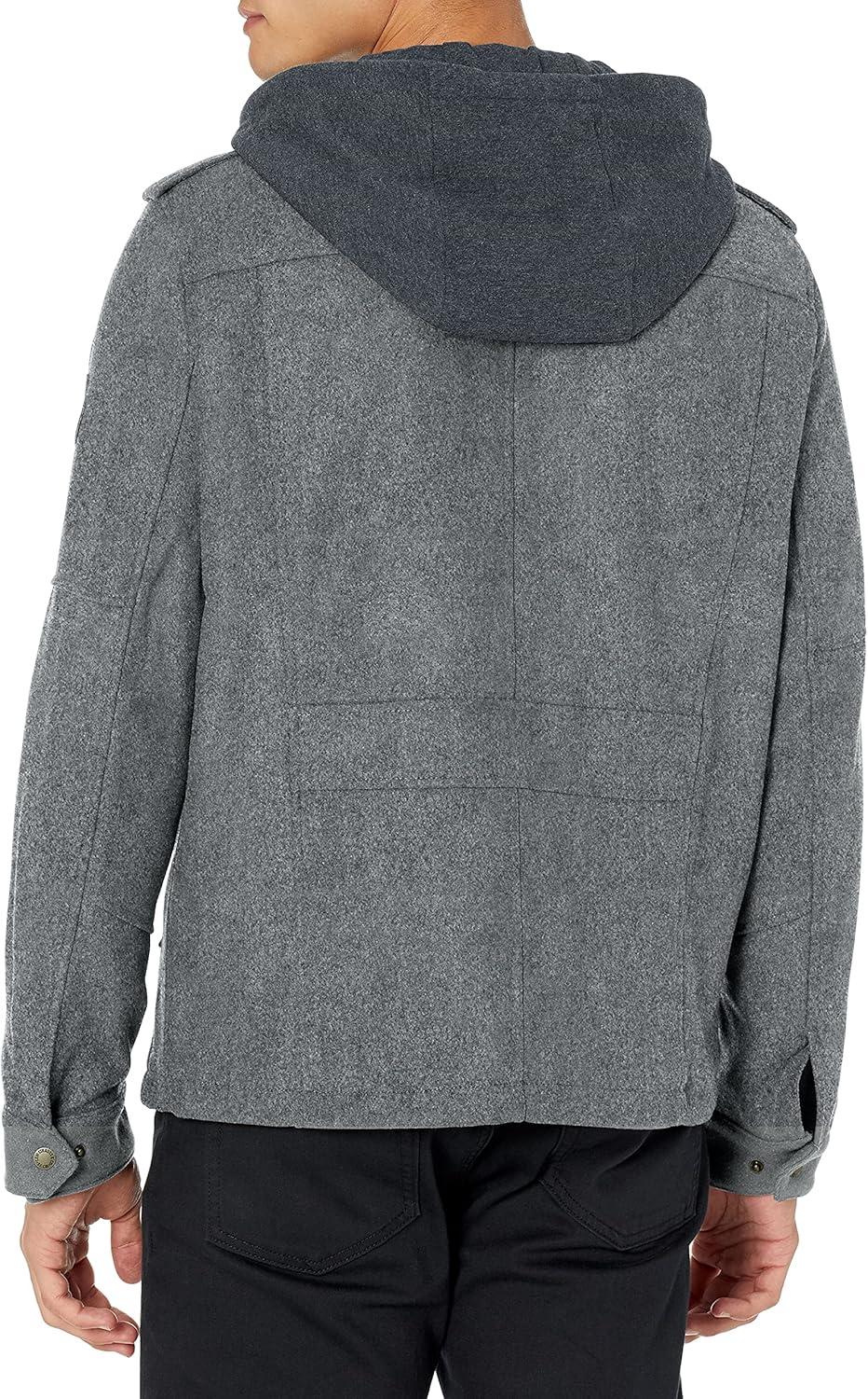 imageLevis Mens Wool Blend Hooded Military JacketLt Grey