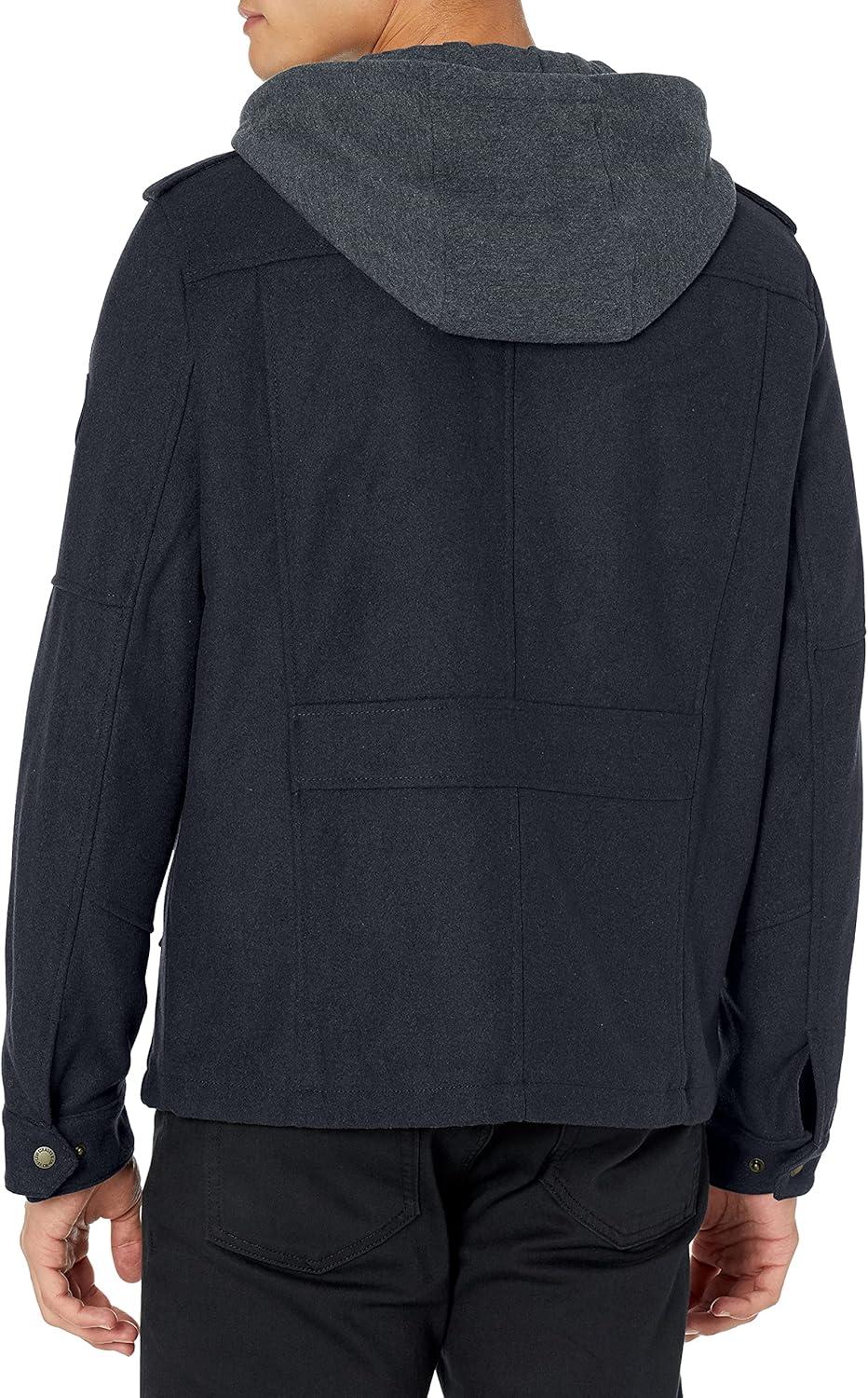 imageLevis Mens Wool Blend Hooded Military JacketNavy