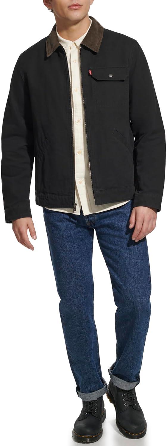 imageLevis Mens Workwear Cotton Canvas Corduroy Collar Depot JacketBlack Lightweight