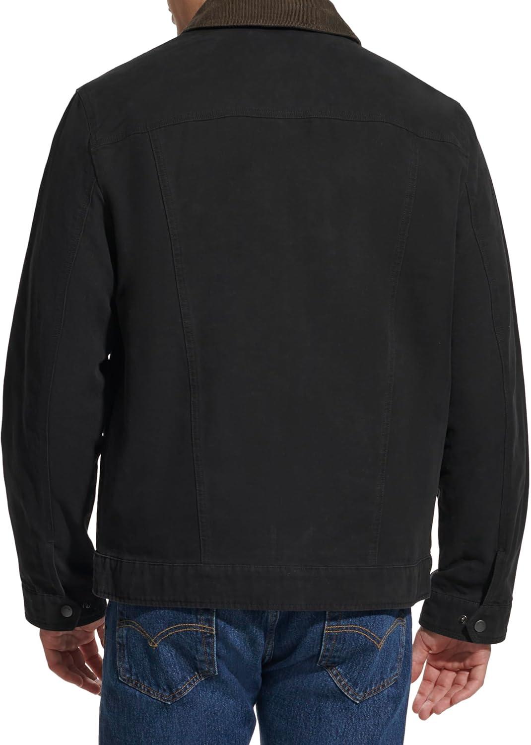 imageLevis Mens Workwear Cotton Canvas Corduroy Collar Depot JacketBlack Lightweight