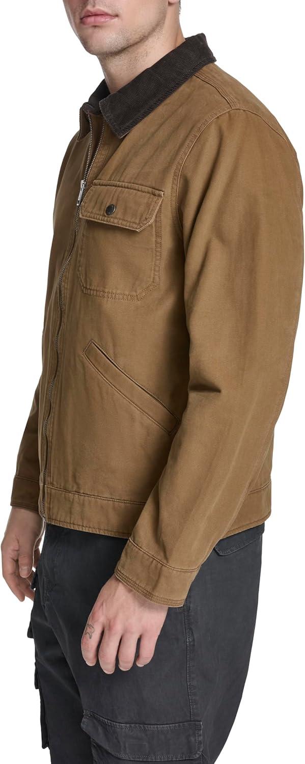 imageLevis Mens Workwear Cotton Canvas Corduroy Collar Depot JacketBrown Lightweight