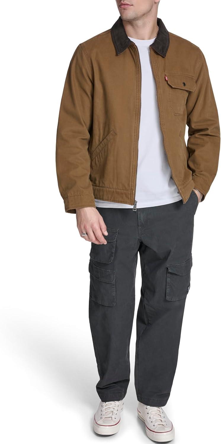 imageLevis Mens Workwear Cotton Canvas Corduroy Collar Depot JacketBrown Lightweight